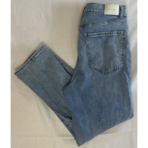 Express Womens Mom Jeans Super High Rise Distressed Size 12R 25" Inseam - Picture 1 of 4